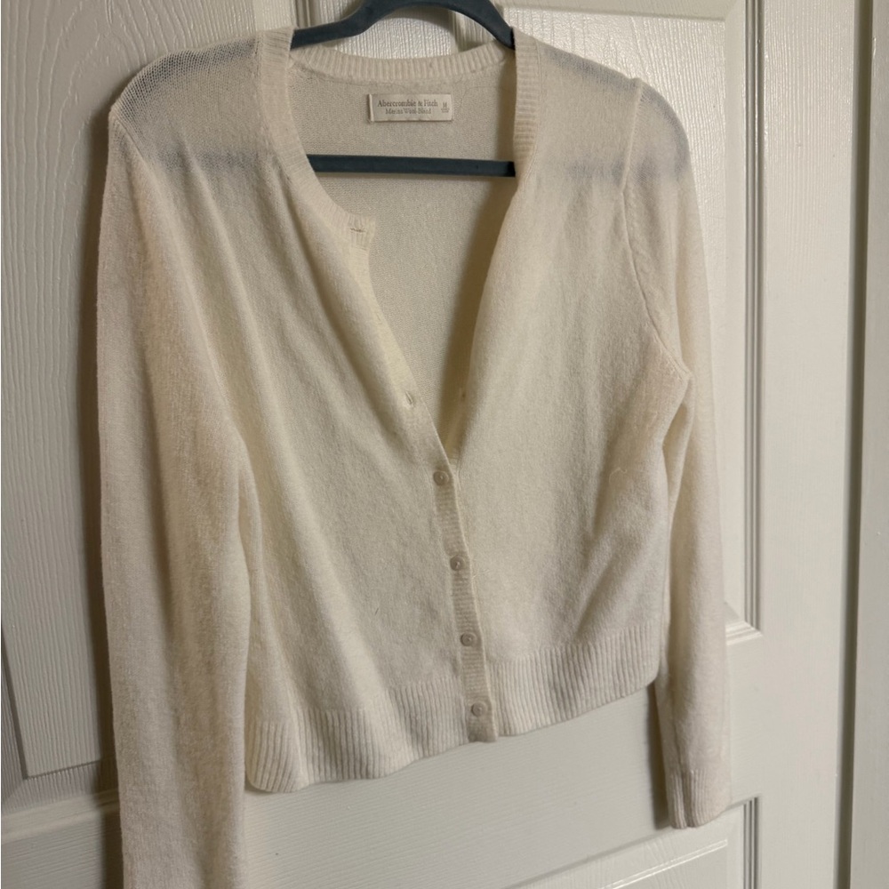 Abercrombie & Fitch Ivory Button-Front Women's Cardigan